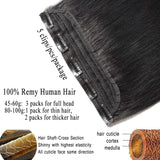 Clip in hair extensions human hair one piece human hair extensions 5 clips 100% Remy Human Hair Straight Jet Black 16"(40cm) - 45g