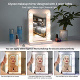 Glynee Hollywood Mirror with Light - LED Large Lighted Makeup Mirror Vanity Makeup Mirror Double Sided 360 Degree Swivel 1X/3X Magnifying Mirror with 3 Colors Lighting Modes Smart Touch