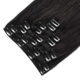 Clip in Hair Extensions Human Hair Double Weft 100% Real Remy Human Hair 18" Jet Black for Women 8A Full Head Soft Silky Straight Hair 8pcs 120G 20clips(18",Jet Black)