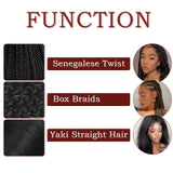 FESHFEN Pre-stretched Braiding Hair Extension Ombre Natural Professional Crochet Braiding Hair 22 inch 8 Packs Hot Water Setting Yaki Synthetic Hair for Twist Braids