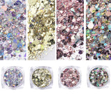 GOTONE 12 Colors Nail Sequins, Superfine Holoqraphic Paillette Nail Art Glitter Mixed Iridescent Manicure Make Up DIY Decoration for Face Body Cellphone Case