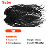 7 Packs Pre-twisted Passion Twist Braiding Hair Extensions YEBO Pre Looped Crochet Braids 20 Strands Small Passion Twist(18inch 1B)