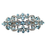 Faship Gorgeous Aqua Blue Rhinestone Crystal Floral Hair Barrette Clip