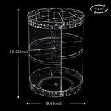 V-HANVER Acrylic Makeup Organizer, Cosmetic Storage and Vanity Perfume Organizers in Countertop Bathroom Dresser, 360 Rotating Makeup Holder Stand for Beauty Caddy Skincare & Clear & Diamond Pattern