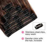 Double Weft 100% Remy Human Hair Clip in Extensions #2 Dark Brown 10''-22'' Grade 7A Quality Full Head Thick Thickened Long Short Straight 8pcs 18clips for Women Fashion 12" / 12 inch 110g