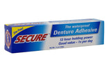 Secure Waterproof Denture Adhesive - Zinc Free - Extra Strong Hold For Upper, Lower or Partials - 1.4 oz (Pack of 2)