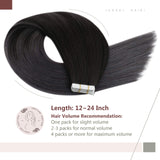 Ugeat Tape in Hair Extensions Human Hair, Tape in Hair Extensions 24inch Tape in Balayage Hair Extensions 50g 20pcs Remy Human Hair Extensions Tape in Natural Straight Hair #1B to Silver Tape Ins