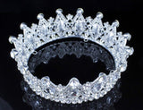 Stunning Mid-size Full Round Crown White Clear Austrian Crystal Rhinestone Beauty Queen Princess Hair Tiara Jewelry Silver Parade Costume Headband Veil Headpiece Prom Pageant Bridal T1927