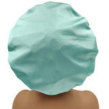 UWEIVV Extra Large Mint Green Triple Layer Shower Cap for Women Microfiber Terry Cloth Silky Satin 100% Waterproof Shower Hat Reusable Breathable Plus Size Hair Hat for Large Long Natural Hair Ladies