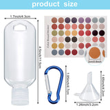 30 Pieces Empty Plastic Keychain Bottles Travel Leakproof Bottles Containers Flip Cap Small Refillable Bottles for Toiletry Shampoo Lotion with 96 Pieces Stickers and 5 Pieces Funnels, 50 ml