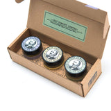 Captain Fawcett's Moustache Wax Cornucopia - 0.5oz (15ml) Jars, each of Lavender, Sandalwood & Ylang Ylang Moustache Wax