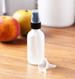 2 oz Frosted Clear Glass Boston Round Treatment Pump Bottle (6 Pack) + Funnel