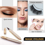 3D Magnetic Eyelashes with Eyeliner Kit, 7 Pairs Pack Reusable False Lashes, 2 Tubes of Waterproof Eyeliners with Tweezer Inside, Invisible Magnets Wear More Comfortable, No Additional Glue Needed