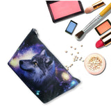 Galaxy Wolf 3D Printing Cosmetic Bag, Multifuncition Pencil Case Waterproof Makeup Pouch Travel Toiletry Accessories Organizer with Zipper for Women Purse