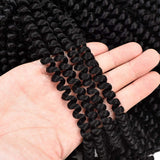 3-Packs Black Spring Twist Hair - 8 Inch Fluffy Twist Hair Ombre Colors Bomb Twist Hair Passion Twist Hair Ombre Crochet Braids Synthetic Braiding Hair Extensions (#1B-Black)