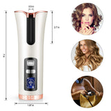 Cordless automatic Hair Curler, professional ceramic coating for hair care,Portable rechargeable ceramic automatic curling styling device,adjustable temperature and timer.styling tool gift(Wihte)
