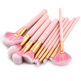 FIDDY898 Pink Professional Makeup Brush Set Powder Cream Blush Concealer Brush Nose Eye Lip Brush Kabuki Tools-10 pcs