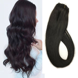 Black Clip in Hair Extensions Human Hair Clip on Extensions Natural Black 20 inch 7 Hair Piece Full Head Fine Hair #1B Silky Straight 70g Remy Hair