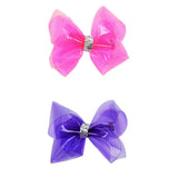 2Pcs Waterproof Jelly Hair Bow on Clip - Girls (A - 4" Hot Pink & Purple Bow, 4 Inch Bow)