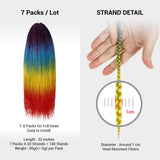 7 Packs 32 Inch AU-THEN-TIC Box Braid Crochet Hair Crochet Box Braids Hair Mambo Twist Braiding Pre-Stretched Pre Looped Hair Extensions (7-Pack, RAINBOW)