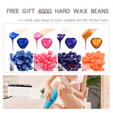 Home waxing kit for women,hard wax kit for hair removal,OBBOCK wax warmer kit with No-clean wax pot,4 Bag hard wax beads for Full Body, Legs, Face, Bikini,eyebrow wax kit
