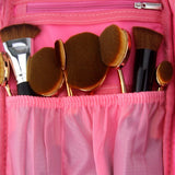 TraderPlus Portable Cosmetic Bag Makeup Brushes Organizer Makeup Artist Case with Belt Strap Holder Multifunctional Makeup Handbag for Travel (Pink)