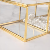 Feyarl Gold Glass Makeup Brush Holder Storage Container Ring Earring Holder Clear Glass Decorative Pen Pencil Holder Beauty Display