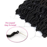 18 inch Wavy Faux Locs Crochet Hair 6PCS Gypsy Locs 3 Tone Ombre Curly Goddess Locs Crochet Twist Braiding Hair Extensions Braids Dreadlocks 24Roots/PCS (0M1B/99j/530#)