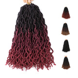 Dec-Mec 6 Packs Gypsy Goddess Faux locs Crochet Hair 18 Inch 3 Tone Ombre Curly Wavy Twist Braiding Hair Extensions 24 Strands/Pack African Roots (18 Inch, T99J/Bug)