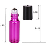 24X 5ml Refillable Glass Perfume Bottle Metal Ball Roller Essential Oil Aromatherapy