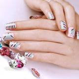 ArtPlus 24pcs x 4 (4-Pack) Pink Grey Chrome Elegant Touch False Nails Premium Pack Full Cover Medium Length with Glue Fake Nails Art 4 Boxes in 1 Premium Pack Buy 3 Get 1 Free