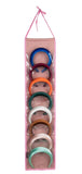 Women Padded Headbands Storage Organizer, Lady Hair Hoop Holder with 8 PVC Clear Pockets, Hanging Hair Clasp Rack Display Stand. (pink)