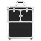 Yaheetech 19’’ Aluminum Trolley Makeup Case Rolling Beauty Cosmetic Lock Box w/Hand Black