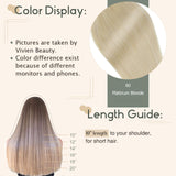 Vivien Blonde Clip in Human Hair Extensions 18inch Real Remy Human Hair Full Head Platinum Blonde Clip in Hair Extensions 7pcs 120g