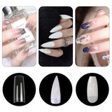 Acrylic False Nail Tips Kit, 600pcs Coffin Clear and Natural Half Fake Nail Tips with Storage Case,5 Nail Glues,1 Professional Nail Clipper,Nail File,Sponge Polishing,Nail Glue Remover