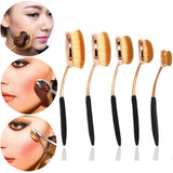 Elfstore Oval Makeup Brush Set (Black Rose Gold) Professional Foundation Contour Blush Concealer Eyebrow Eyeliner Blending Cosmetics Brushes Toothbrush Makeup Brushes (10 Pcs Brush Set)