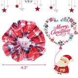 Christmas Hair Scrunchies Soft Cotton Women Scrunchies Hair Ties 5pcs Hair Bands Plaid Elastic Hair Scrunchy Christmas Supplies Hair Accessories Top Knots Buns Women Girls