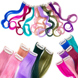 Colored Clip in Hair Extensions 22 Inch Rainbow Hair Synthetic straight Hair Extensions for Women Girls Kids Gift Multi-Colors Party Clip in Synthetic Hairpiece
