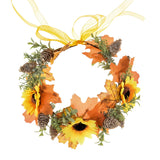 Floral Fall Sunflower Halo Wedding Crown Flower Girls Headband Birthday Party Headpiece FL-18