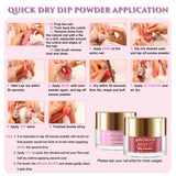Lavender Violets Fast-Dry-Dip-Powder-Nail Kit of 8 Colors Quick Dry Nude Pink Blue Acrylic-Dipping Powder System with Essential Manicure Nail Tool J789