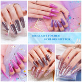 wakaniya Dip Powder Nail Kit- 8 Colors Glitter Sparkle Nail Dip Powders with 4 Base Top Coat Activator and Brush Saver Manicure Kit for Nail Beginners DIY and Professional Salon NO UV/LED Curing