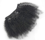 Afro Kinky Curly Clip in Human Hair Extensions Kinkys Curly Clip in Hair Extension Natural Black Color (14" 70g, Natural Black)