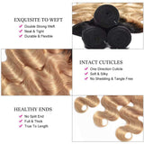 1b/27 Mink Brazilian Body Wave Ombre Hair Bundles Honey Blonde Ombre Human Hair Bundles 100gram Unprocessed Brazilian Wavy Virgin Hair Weave Ombre 2 Tone Dark to Root Machine Double Drawn Weft(12inch)