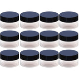 2oz Containers with Lids - Slime Containers, Empty 2 oz Jars 60G/60ml- Travel Cosmetic Containers w/Lids- Clear 2 Ounce Makeup Sample Container, Cream, Lotion, Liquid - BPA Free (12 Pack)