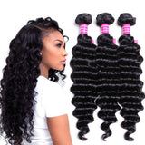 VRVOGUE Human Hair Brazilian Deep Wave 3 Bundles (14" 14" 14" ) 100% Unprocessed Natural Color Virgin Brazilian Human Hair Weave Extensions Bundles (14 14 14)