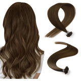 Vlasy 28inch 25g/lot Pre bonded Nail Tip Human Hair Extensions Straight 8# Ash Brown Keratin Fusion U Tip Hair (8#)