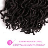 7 Packs Deep Wavy Faux Locs Crochet Hair Curly Goddess Locs Crochet Braids Soft Synthetic Dreadlocs (18 Inch, 1B#)