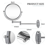 GloRiastar 5X Wall Mounted Makeup Mirror - Double Sided Magnifying Makeup Mirror for Bathroom, 8 inch Extension Polished Chrome Finished Mirror