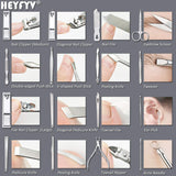 Manicure Pedicure Set Nail Clippers Professional Stainless Steel 16PCS Nail Grooming Kit for Women Men Finger Toe Nail Cutter Tools with Black Leather Travel Case