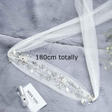 Fashband Crystal Bridal Headpiece with Veil Wedding Headband for Brides Pearl Hair Vine Rhinestone Handmade Floral Updo Hair Accessories for Women (E)